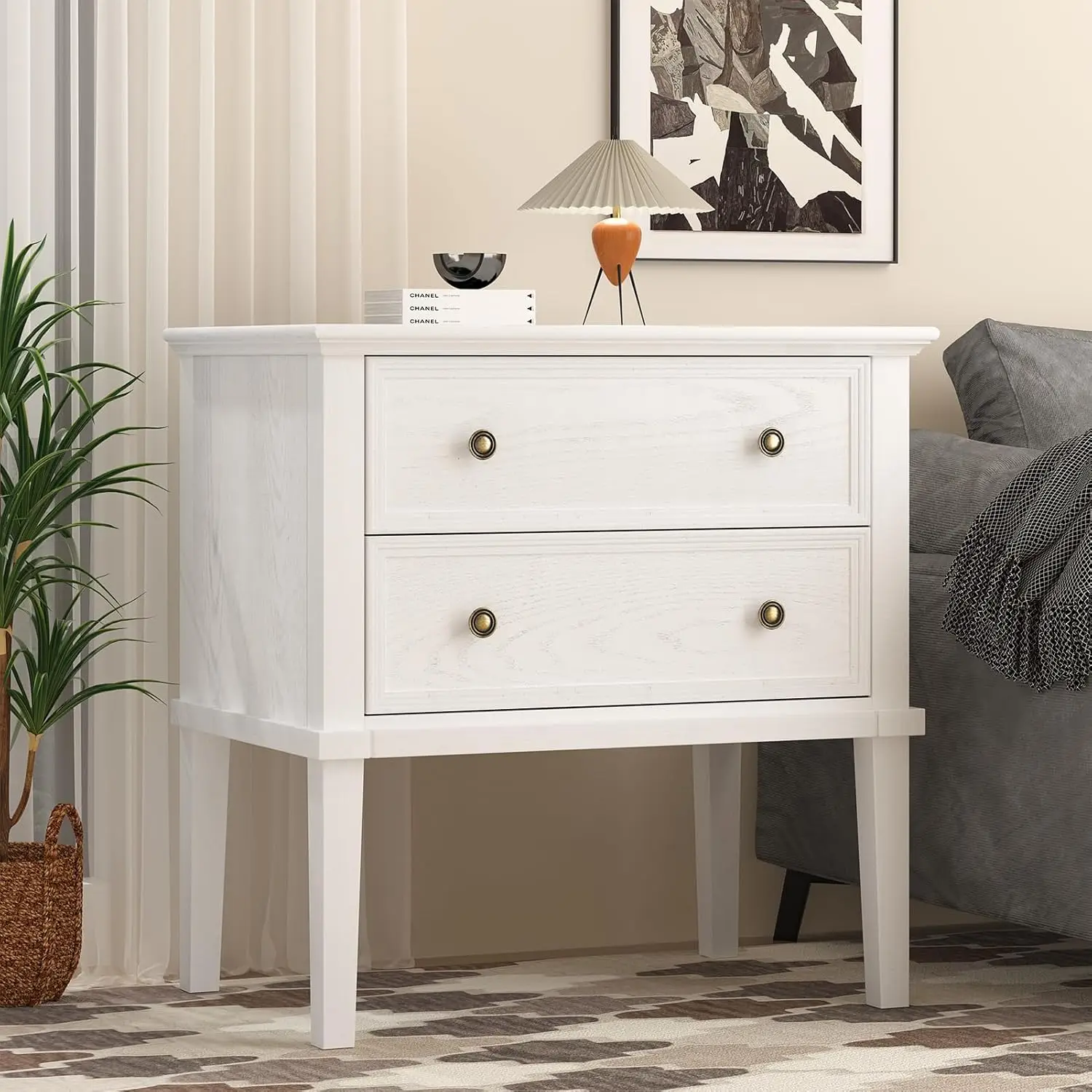 

Solid Wood Nightstand With 2 Drawers, Wooden Bed Side Table, Tall Wooden Night Stand, End Table With 2 Drawers For, Customized