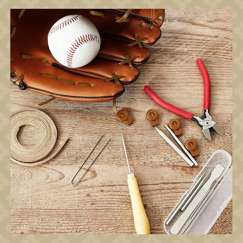 

AB45 16 Pcs Glove Relacing Kit Needle Leather Cutter Scratch Awl Tool For Baseball Softball Mitt Repair