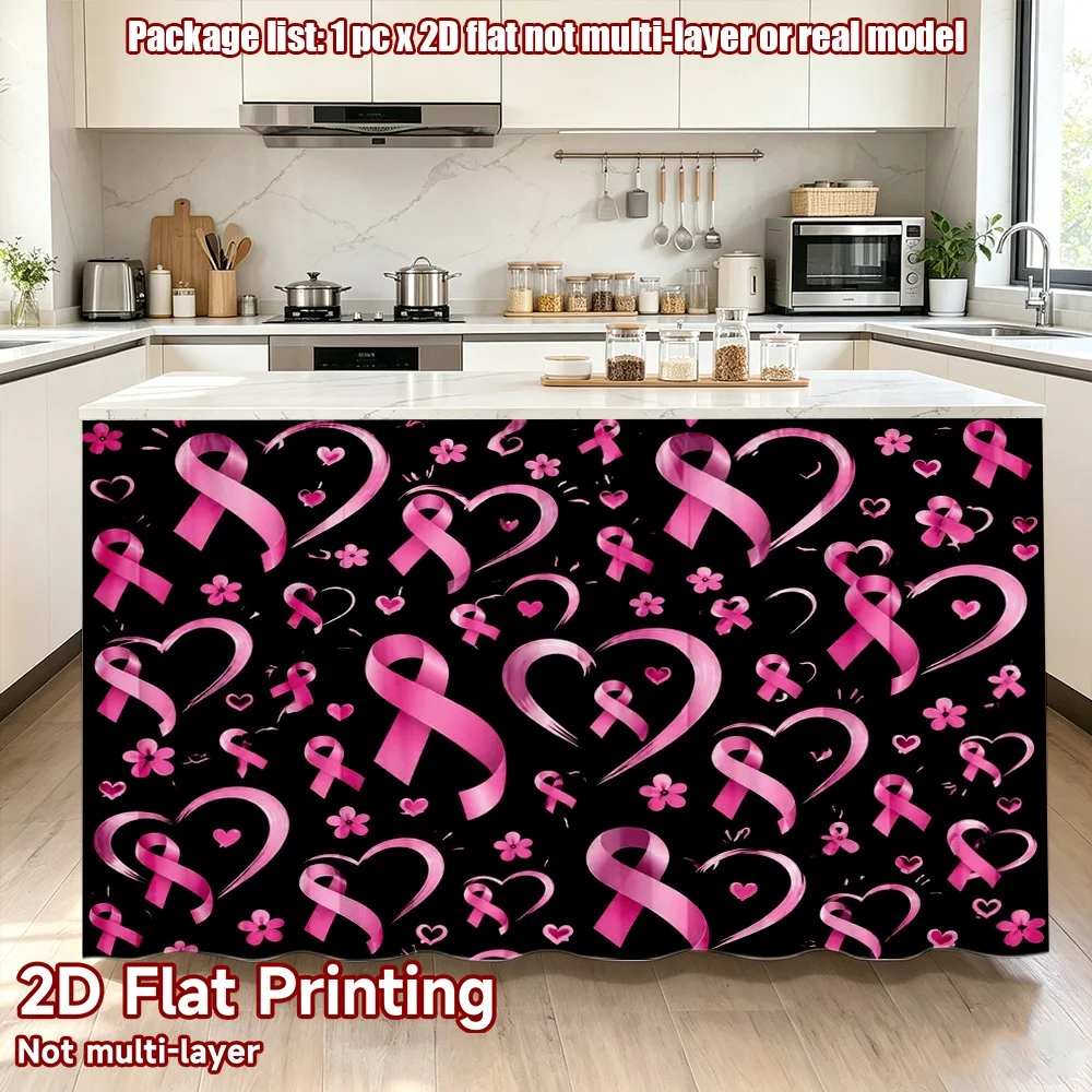 2D flat 1pc Retro country style shoe cabinet curtains Breast Cancer Awareness Ribbons Digital printing Suitable for cafes, small