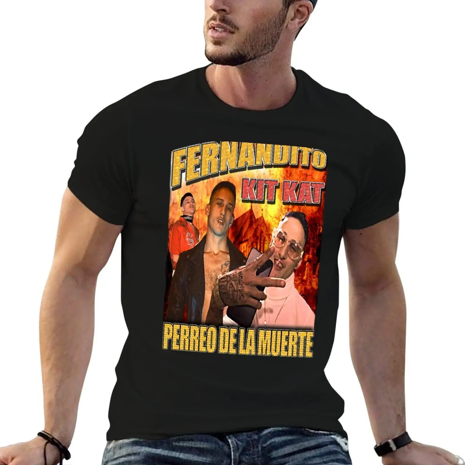 Camiseta Fernandito Kit Kat Perreo of Death, (Yung Beef) de corte estándar y color liso
