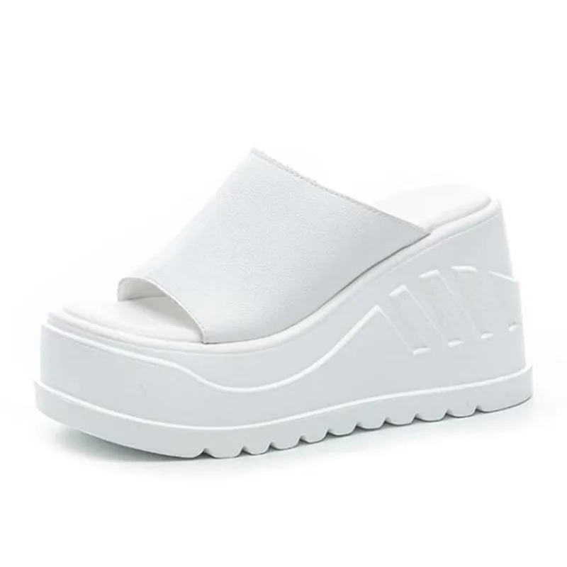 10cm Fashion 2026 Summer Genuine Leather Womens Sandals Luxury Wedges Slippers Platform Shoes for Women Slipper Zapatos De Mujer