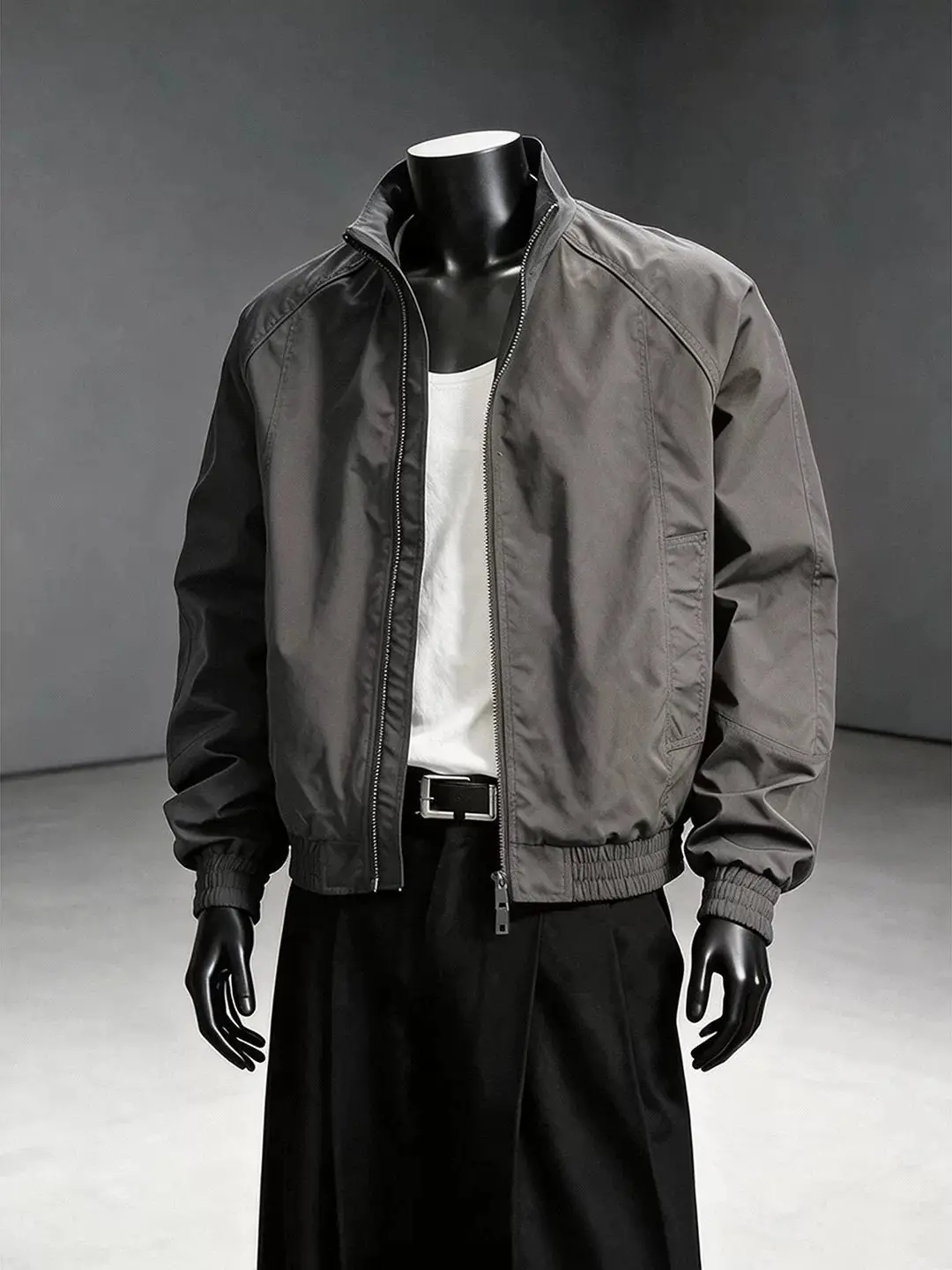 Cobalt Blue Men's Stand Collar Jacket Autumn High-End Feeling  Workwear Short Shape Waterproof Windbreaker Coat