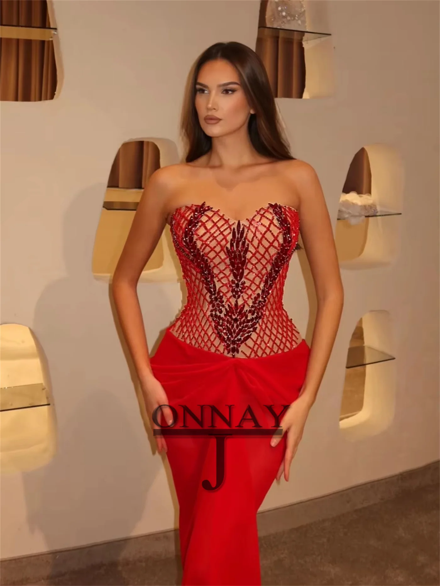 فساتين لحضور الحفلات الموسيقية الكلاسيكية المخصصة مزينة بأحجار الراين بدون حمالات للنساء الكويت السعودية العربية حفل مخصص فيستدوس دي فييستا #2