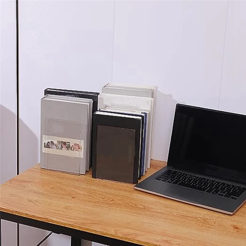 

SB-8 Piece Bookends Bookshelf Transparent Acrylic L-Shaped Bookend Picture Book Album Compartment Board Storage Book Clip