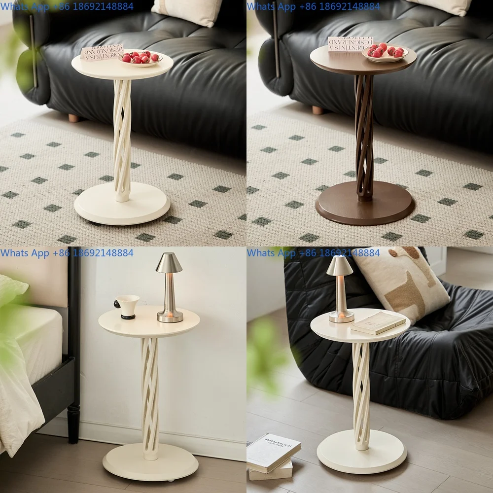 

Cream side table portable small table easy home ins style luxury wooden coffee table bedroom nightstand corner shelf