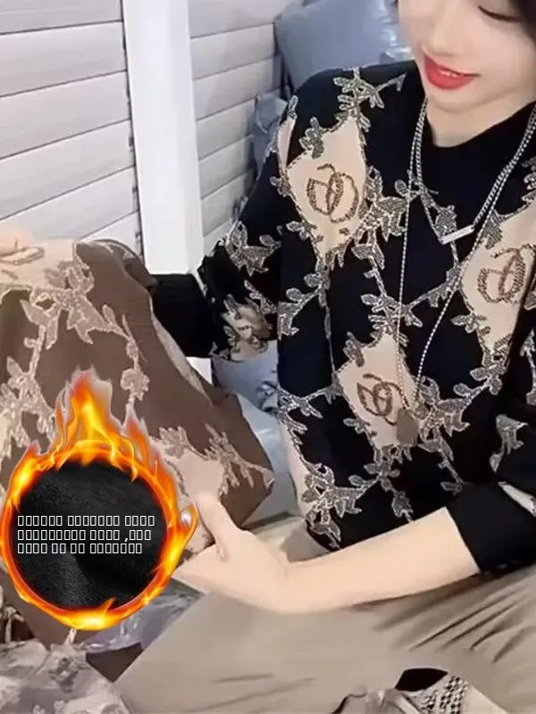 

Women's Long Sve Sweater Letter Embroidery Rhinestone Inner Lazy Sle Overhead Top Thiened Winter Warm round Ne