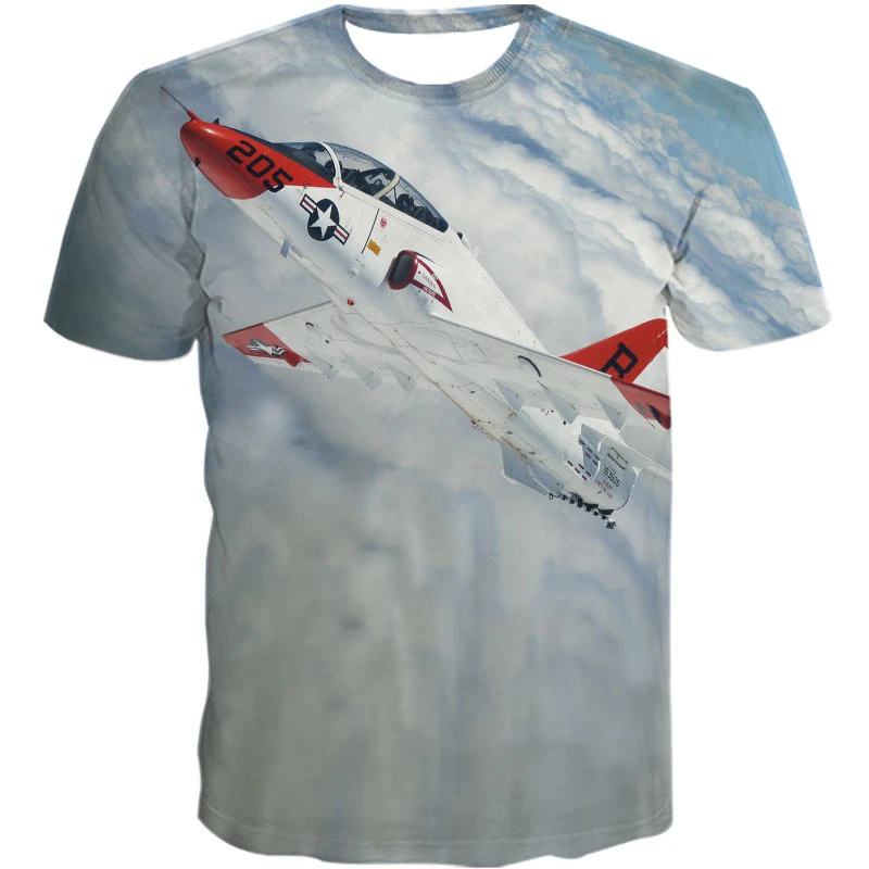 Cool 3D Printed Fighter Aircraft T-shirt Men\'s Summer Airplane Fans Casual Sports Fitness Tees Tops Short Sleeves Kids T Shirts