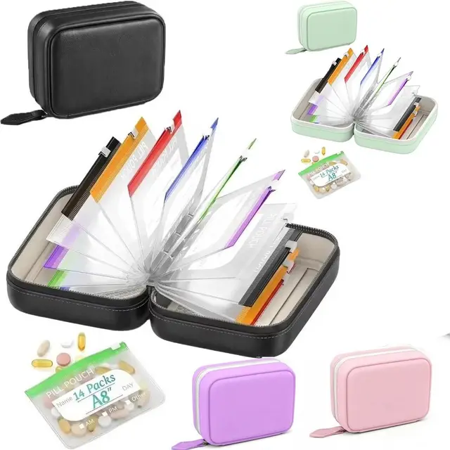 7/14PCS BPA-Free Weekly Pill Organizer Color Coded Zipper Design Medicine Pouch Set Waterproof Reusable Vitamin Storage Holder 5