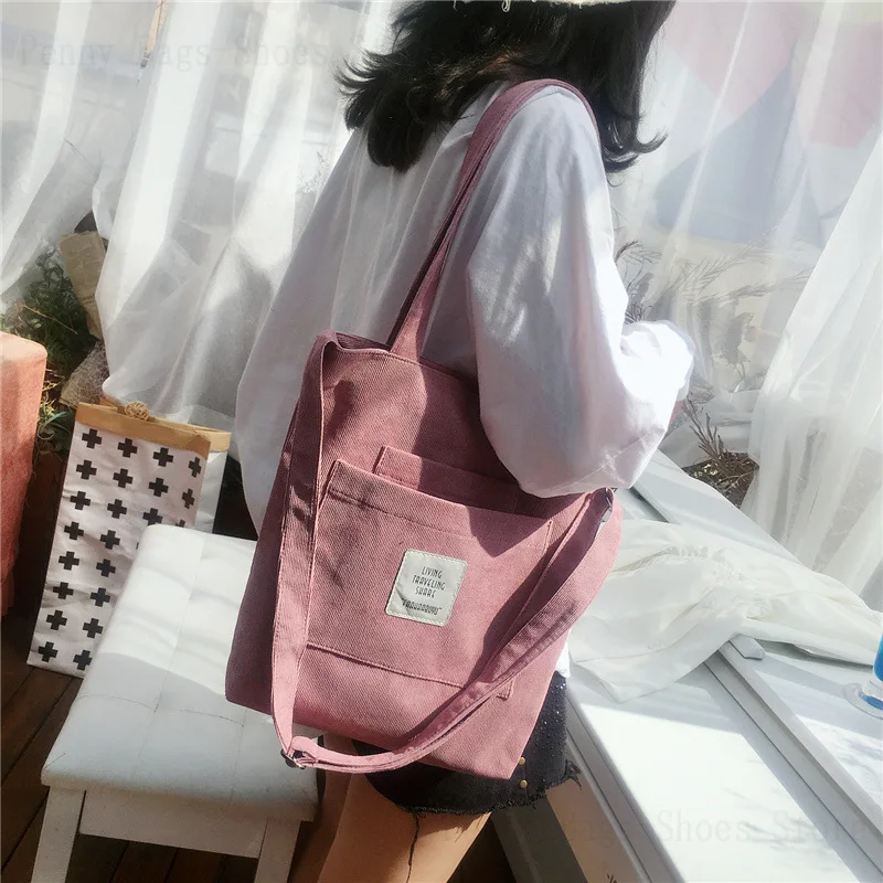 

2024 Spring And Summer New Artistic Canvas Bag Women's Shoulder Crossbody College Style Student Portable Corduroy Women's Bag