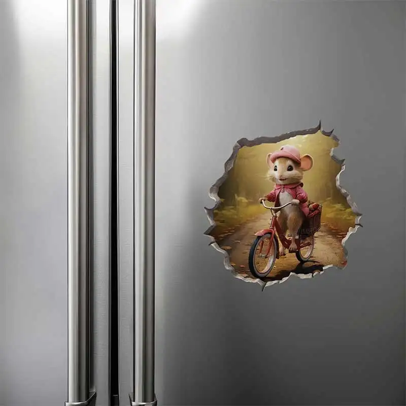 5 Pieces/Pack Life's A Whirl Mouse Hole Wall Sticker Bedroom Kids Room Background Decoration Mural