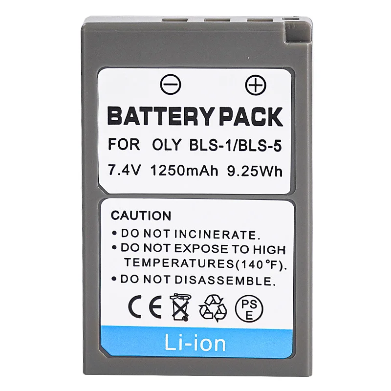 New BLS-1 7.4V 9.25Wh 1250mAh Camera Rechargeable Battery for Olympus OLY EP2 EPL1 EPL2 EP1 BLS5 E-400 E-410 E410 E-420 Camera