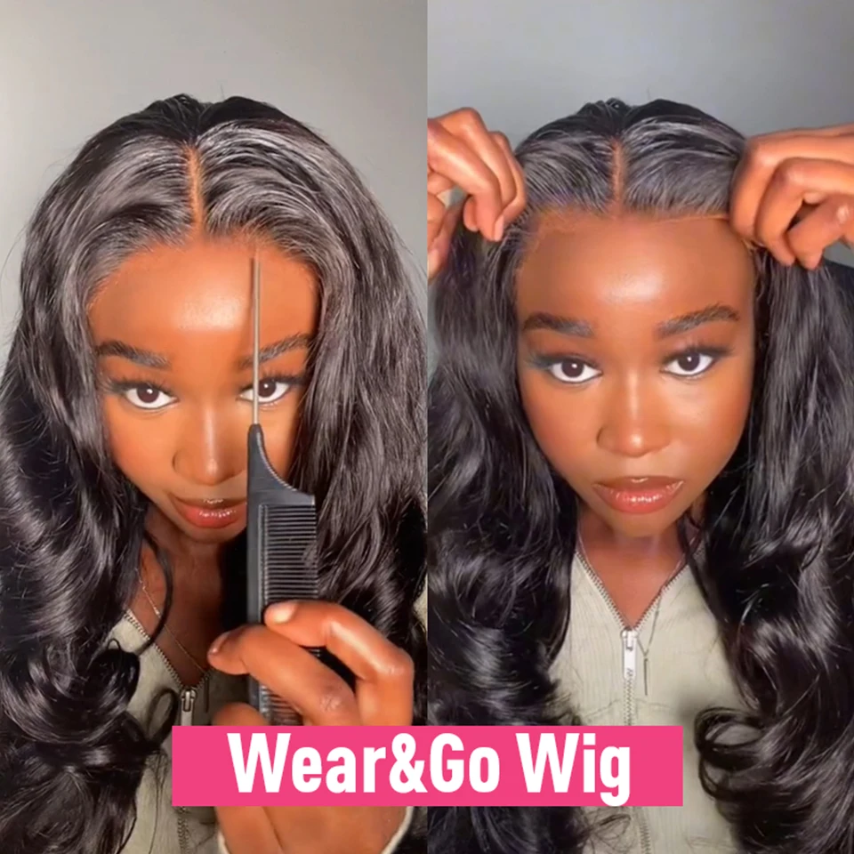 Glueless Wig Human Hair Ready To Wear Preplucked Brazilian Body Wave 13x6 HD Lace Frontal Wigs For Women Pre Cut No Glue 100%