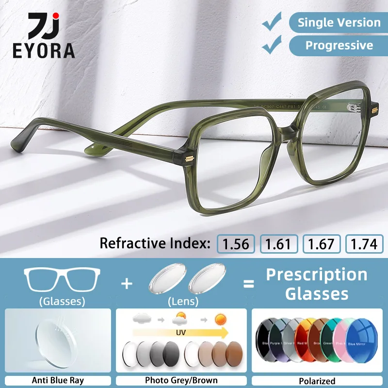 

EYORA Lightweight Skinny Face Reading Glasses Anti Blue Light Myopia Glasses Photochromic Prescription Optical Eyewear Lens
