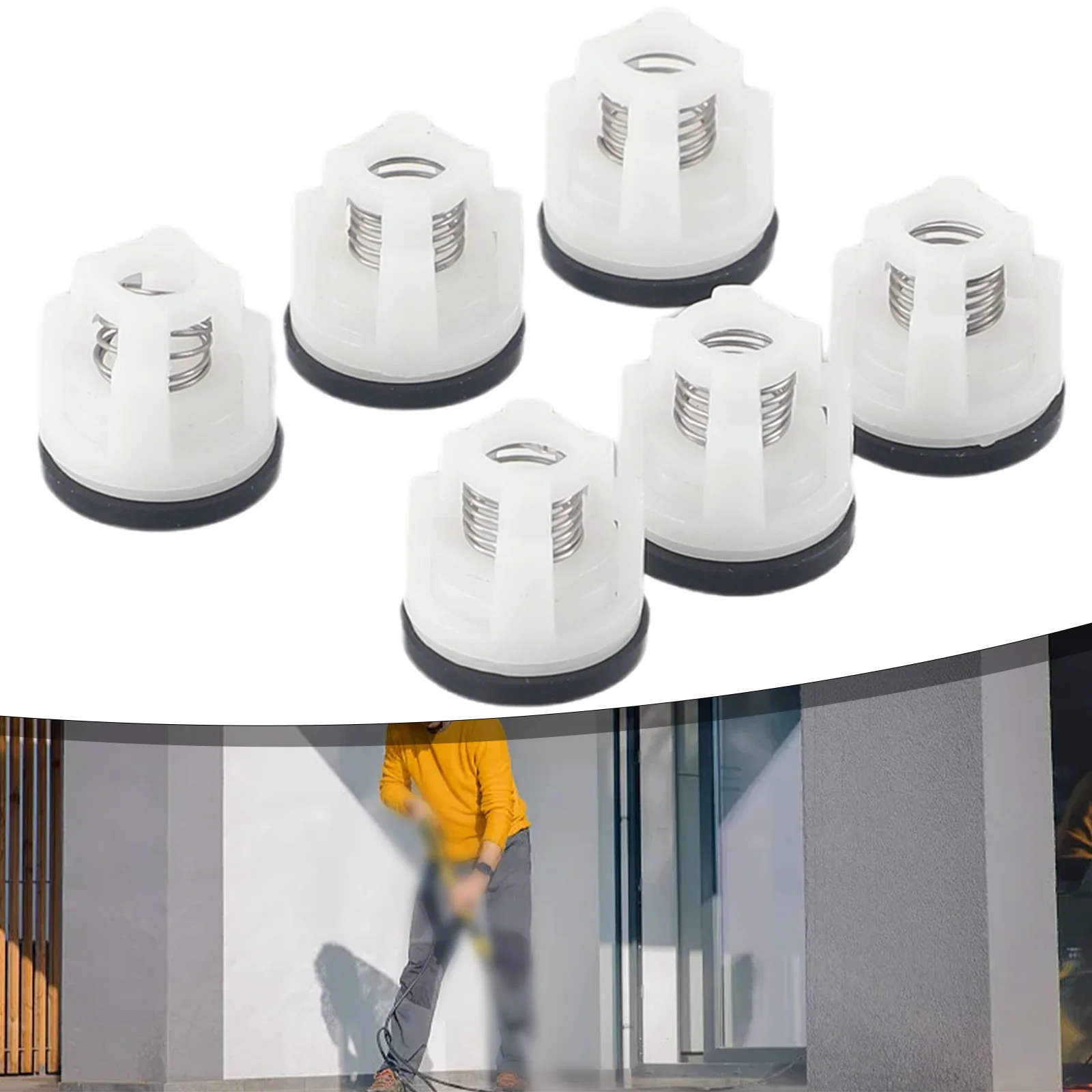 High Quality Check Valve Kit 6pcs Car Washing Machine High Pressure Washer Pressure Pumps Head Repair Parts Water Inlet