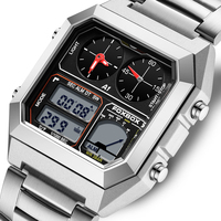 FOXBOX Top Brand Luxury Stainless Steel Chrono Sport Watches Men Back Light Display Digital Wristwatch 3Bar Waterproof Reloj+Box