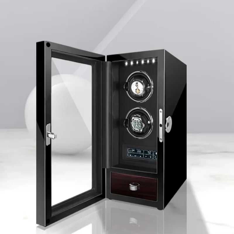 Watch Winder Luxury Automatic Watches Safe Box with Fingerprint Unlock Remote Control Clock Shaker Case Wooden Watch Storage Box