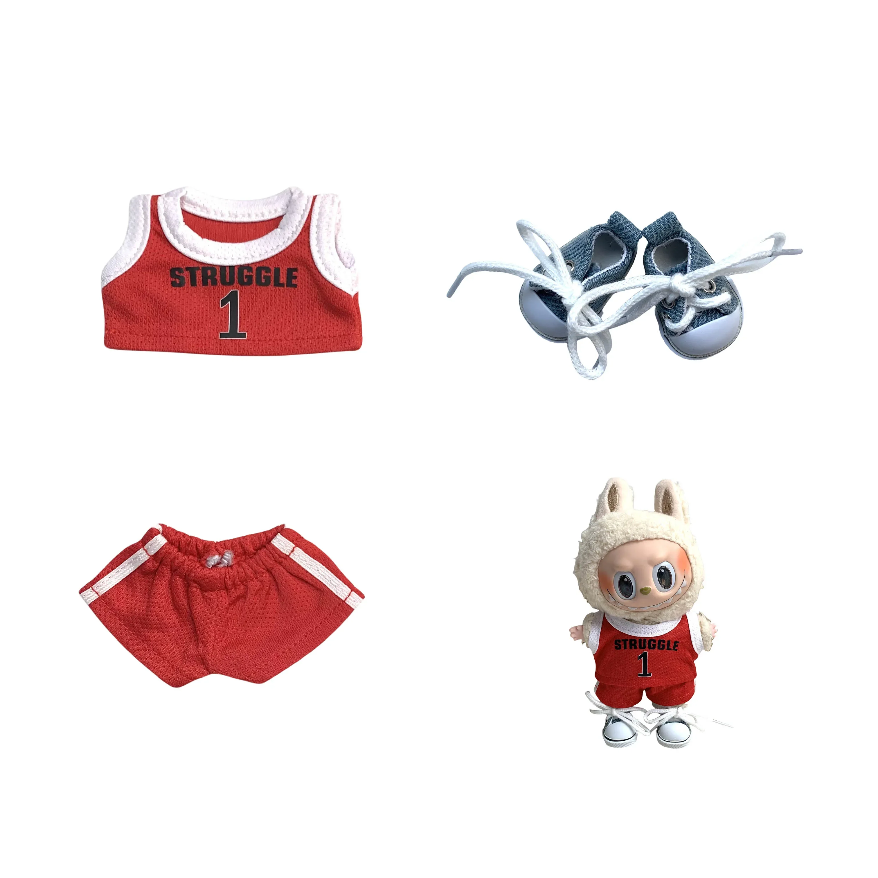 Clothes for Labubu  Basketball Player Clothing Kawaii Mini Plush Doll Clothes Doll Cute Athlete Idol Doll Accessories image 3