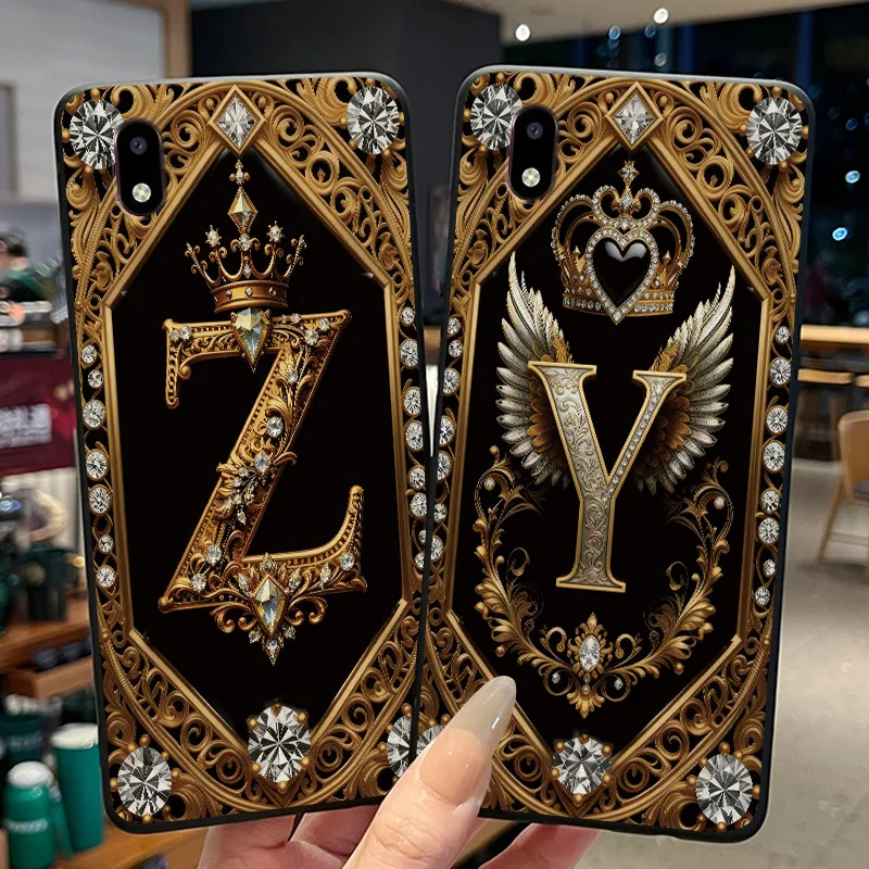 Funda de teléfono para ZTE Blade A3 2020/Avid 579, Funda trasera de silicona negra suave, diseño de letras iniciales, carcasa protectora a la moda