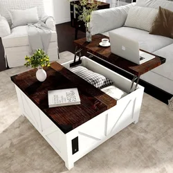 Lift Top Coffee Table with Storage, Wood Square Center Tables with Charging Station & USB Ports W/Large Hidden Space