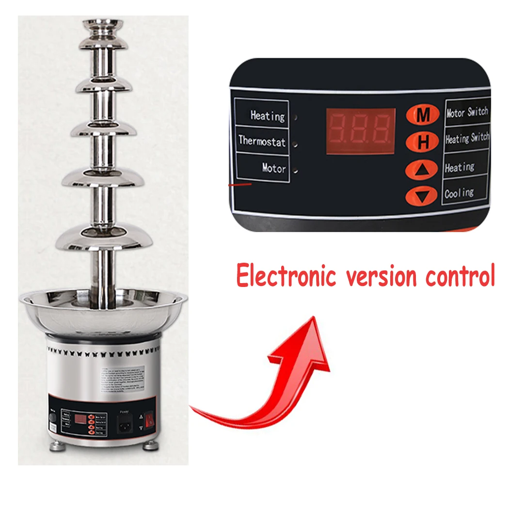 Electronic 6 tiers temperature control Chocolate Fountain Stainless Steel Chocolate Waterfall Machine Melting Warming Function