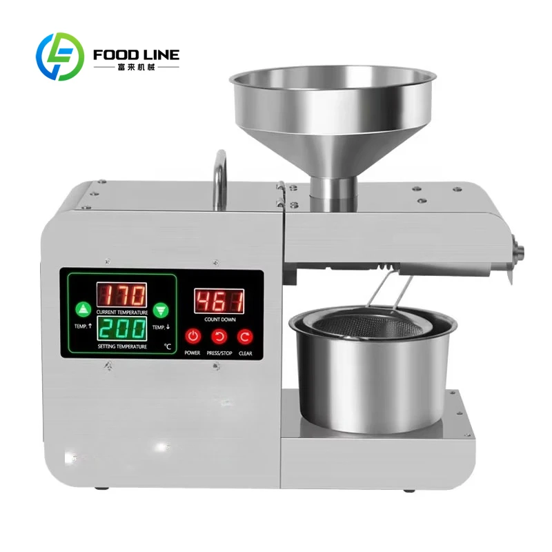 

Customized Small Mini Oil Press Machine 304 Stainless Steel Cold/Hot Press for Peanut Sesame Sunflower Seeds Home Business Use