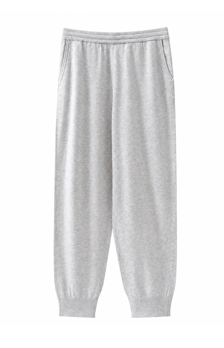 MZ62127 Damen Minimalistische Strick-Jogginghose mit Hoher Taille, Elastisch, Schmal Geschnitten, Weiche Modal-Mischung, Freizeithose für Herbst und Winter – Detail 10