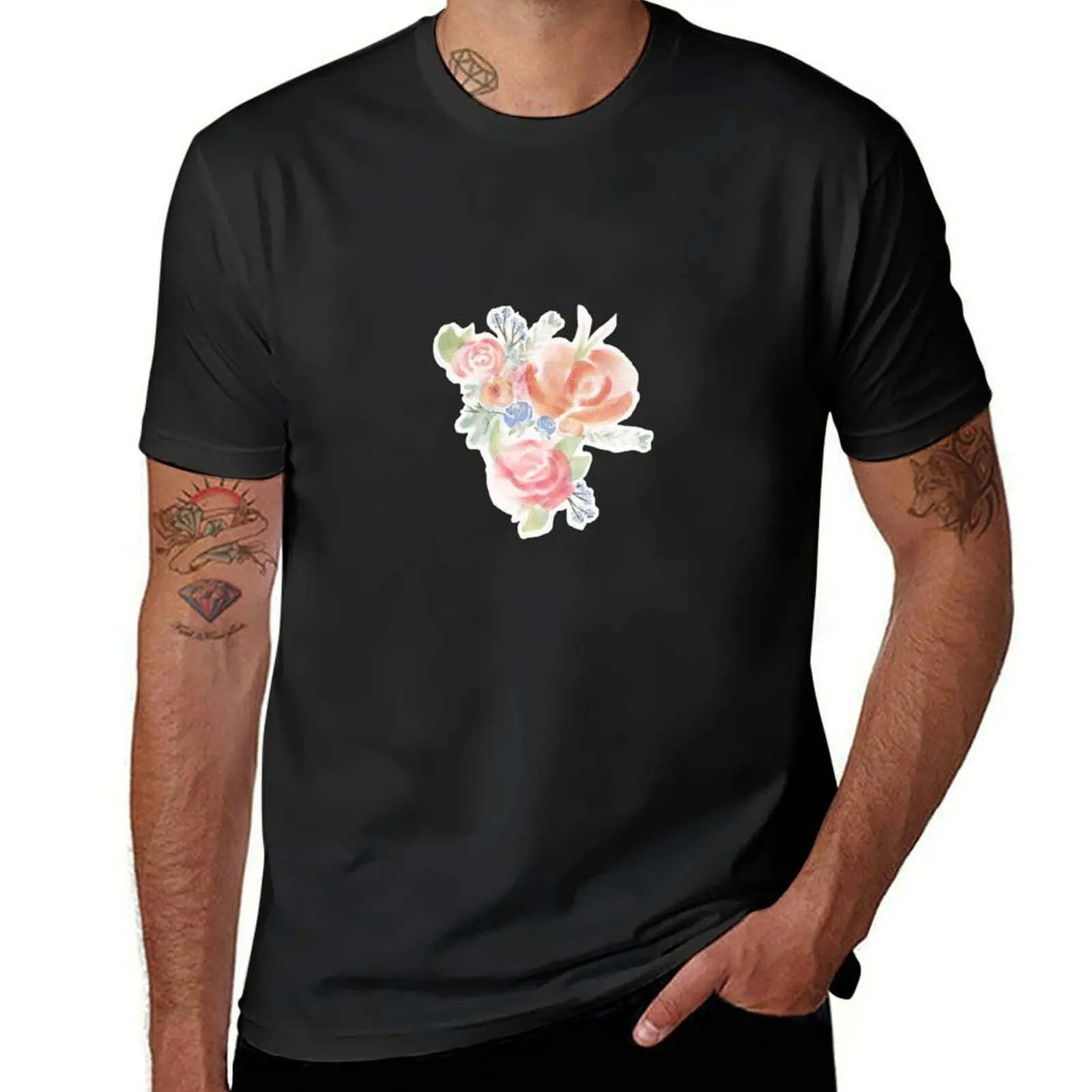 

Watercolor floral bouquet T-shirt sports fans heavyweights oversizeds customizeds mens t shirt