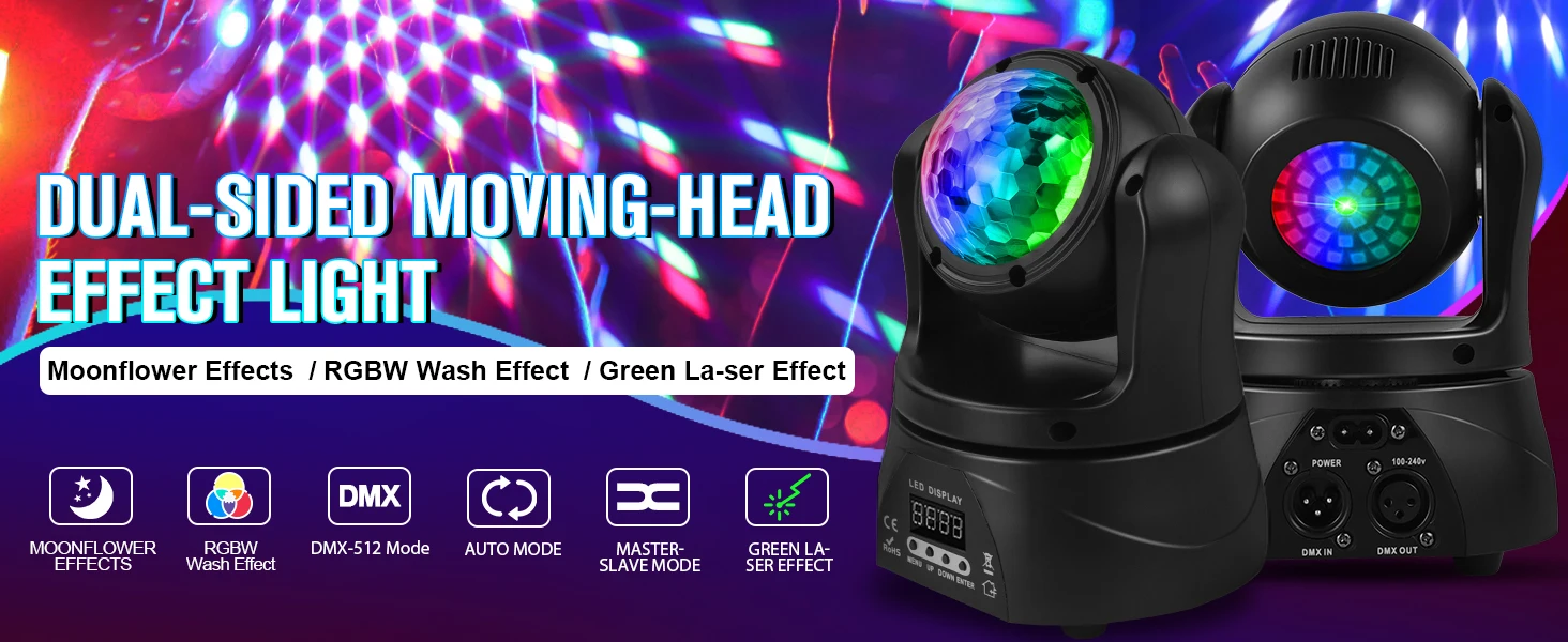 U'King 30W Mini Doppelseitiges Moving Head Licht LED Bühnenlicht RGBW Magic Ball Beam Effektlicht für Bar Disco DJ Party Bankett – Detail 1