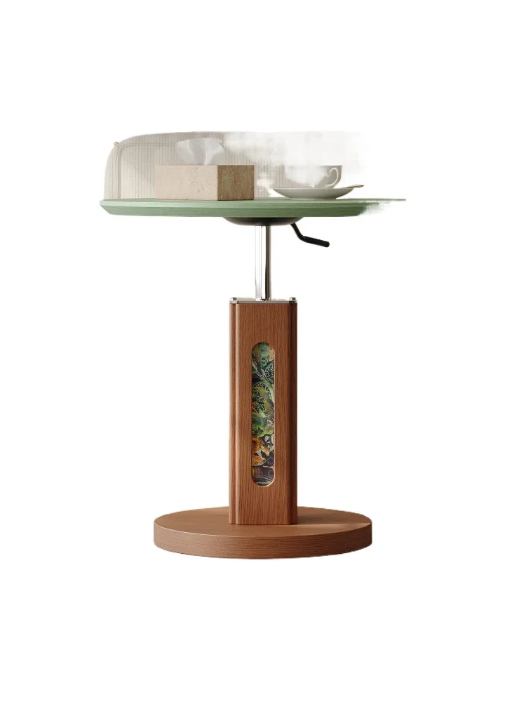 

Minimalist designer lifting round edge table living room 2025 new retro home small coffee table