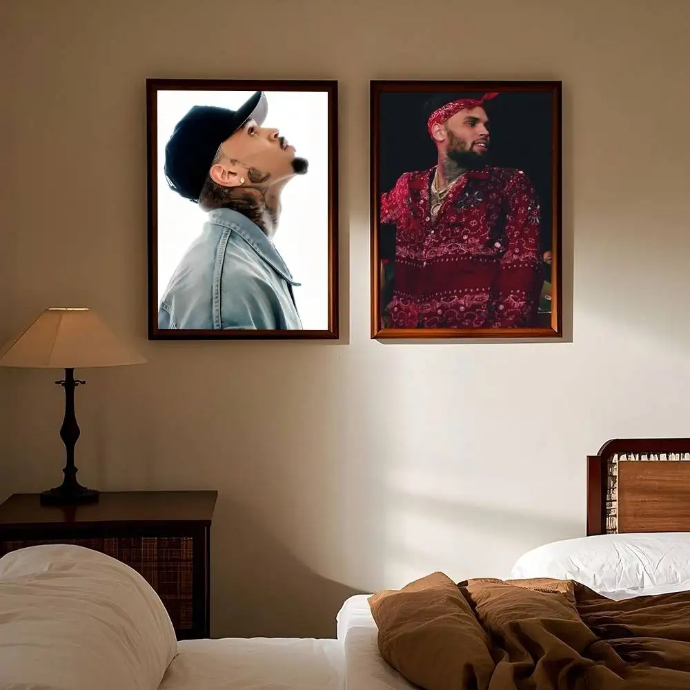 1 قطعة C-h-ris B-r-own ملصق ذاتي اللصق فني مقاوم للماء ورقة ملصق مقهى بار غرفة جدار ديكور #5