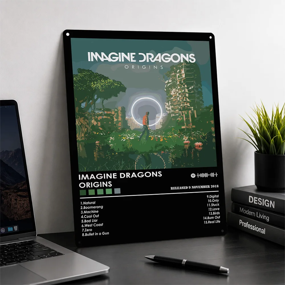 Imagine Dragons Origins 3D Texture Printed Poster Custom Vintage Metal Tin Plate Sign for Wall Art Bedroom Decoration Room Stuff