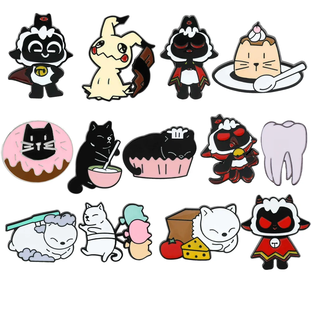 

13 Pcs Cartoon Brooch Adventure Action Game Kitty Cute Enamel Pin Backpack Clothing Jewelry Metal Badge Accessories Decoration