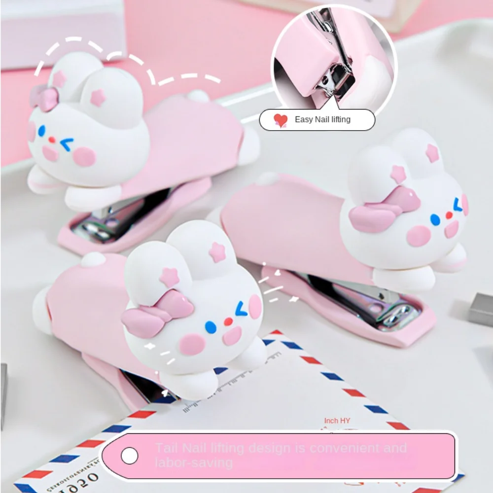 Cute Cartoon Rabbit Stapler Rabbit Binding Machine Student Stapler Kawaii Anime Stapling Machine Children Teacher