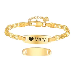 Personalized Baby Bracelet Engraved Name ID Wristband Adjustable Stainless Steel Kids Children Jewelry