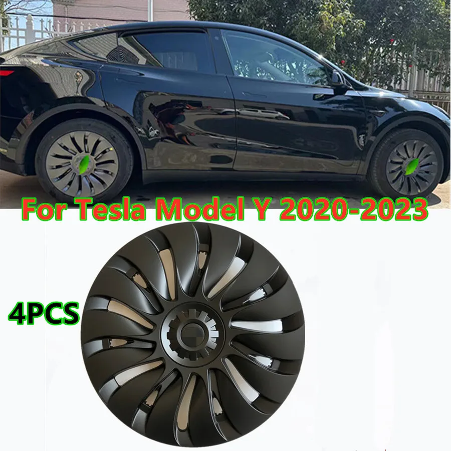 

4 шт., 19-дюймовая матовая черная крышка ступицы, крышка обода колеса для Tesla Model Y 2020-2023