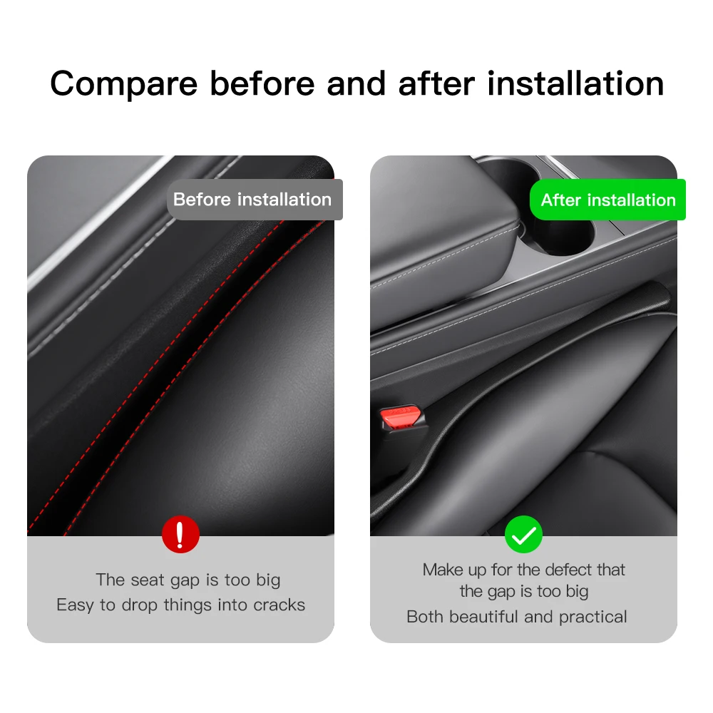 YZ For Tesla Car Seat Gap Filler Side Seam Plug Strip Styling Seat Gap Leak-proof Filling Strip Interior Decoration Supplies