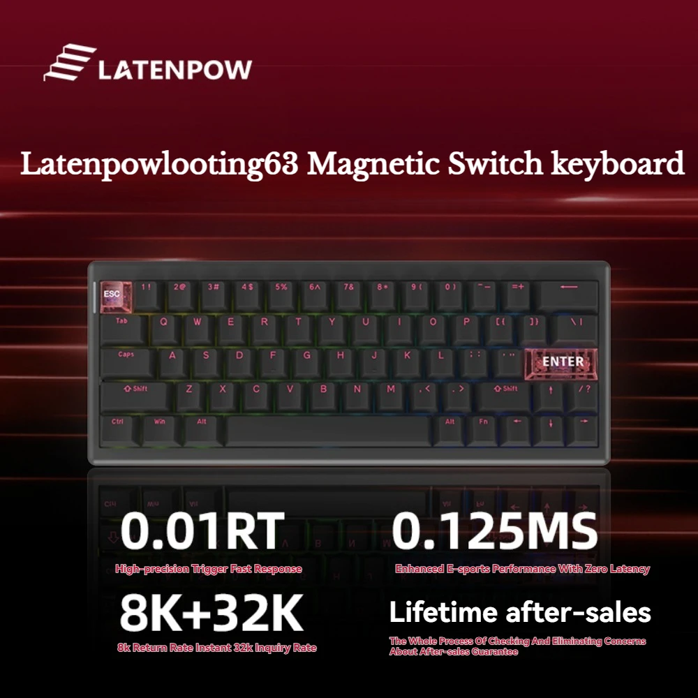 

Latenpow Looting63 Mechanical Keyboard Magnetic Switch Wired GASKET Hot-Swap RGB RT 0.01mm 8k Return Rate Custom Gaming Keyboard