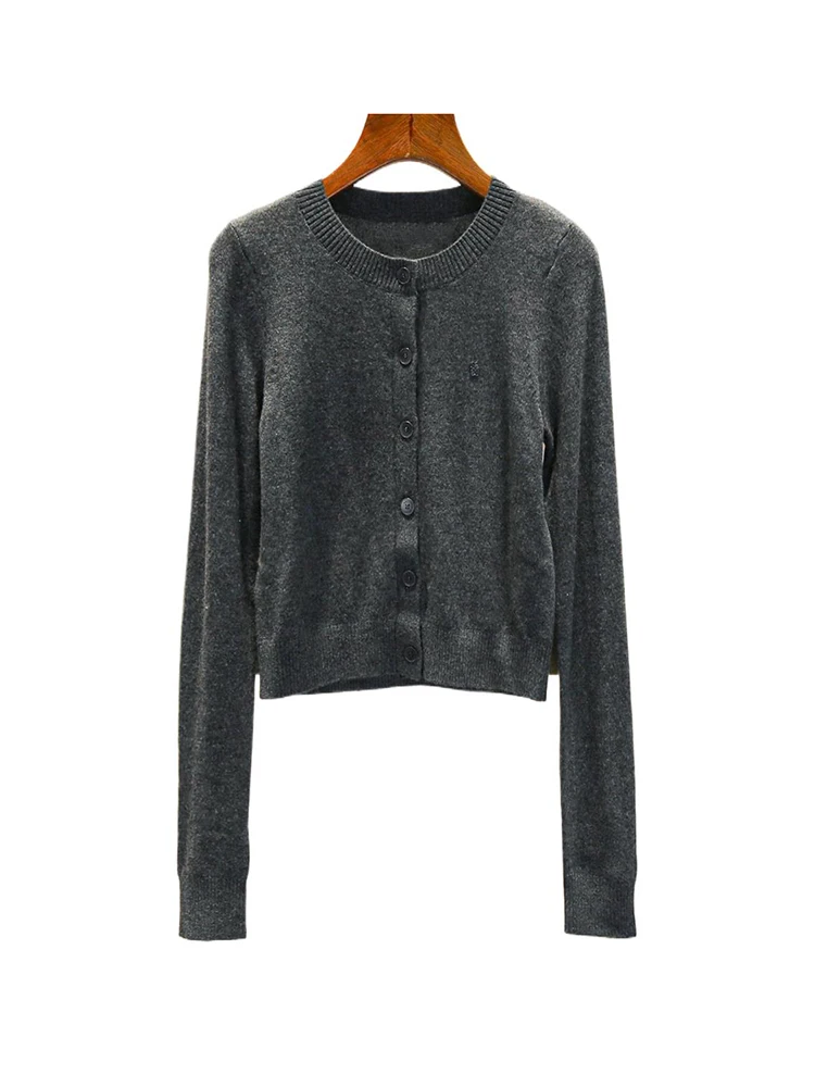 

ey Knitted Open Cardigan Top Casual Versatile Women's High-end Faion Autumn New Arrival Soft Polyester Fiber Long Sve