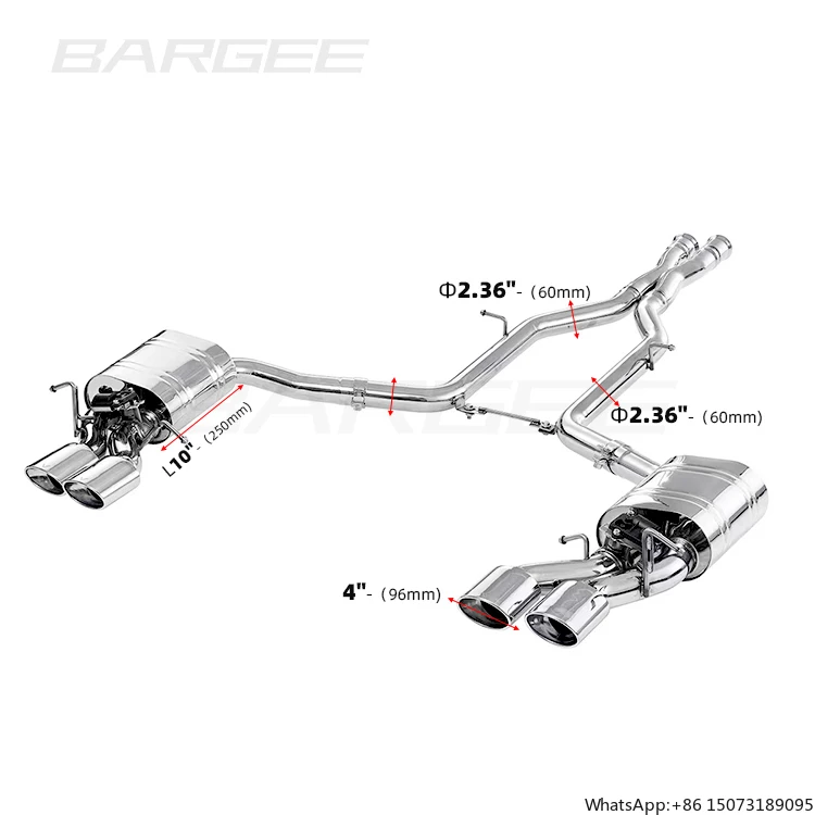 

Выхлопная система Bargee EXHAUST CATBACK с двойным клапаном Valvetronic для W204 08~13 C-Class C63 6.2L, другие внешние аксессуары, выхлопные трубы