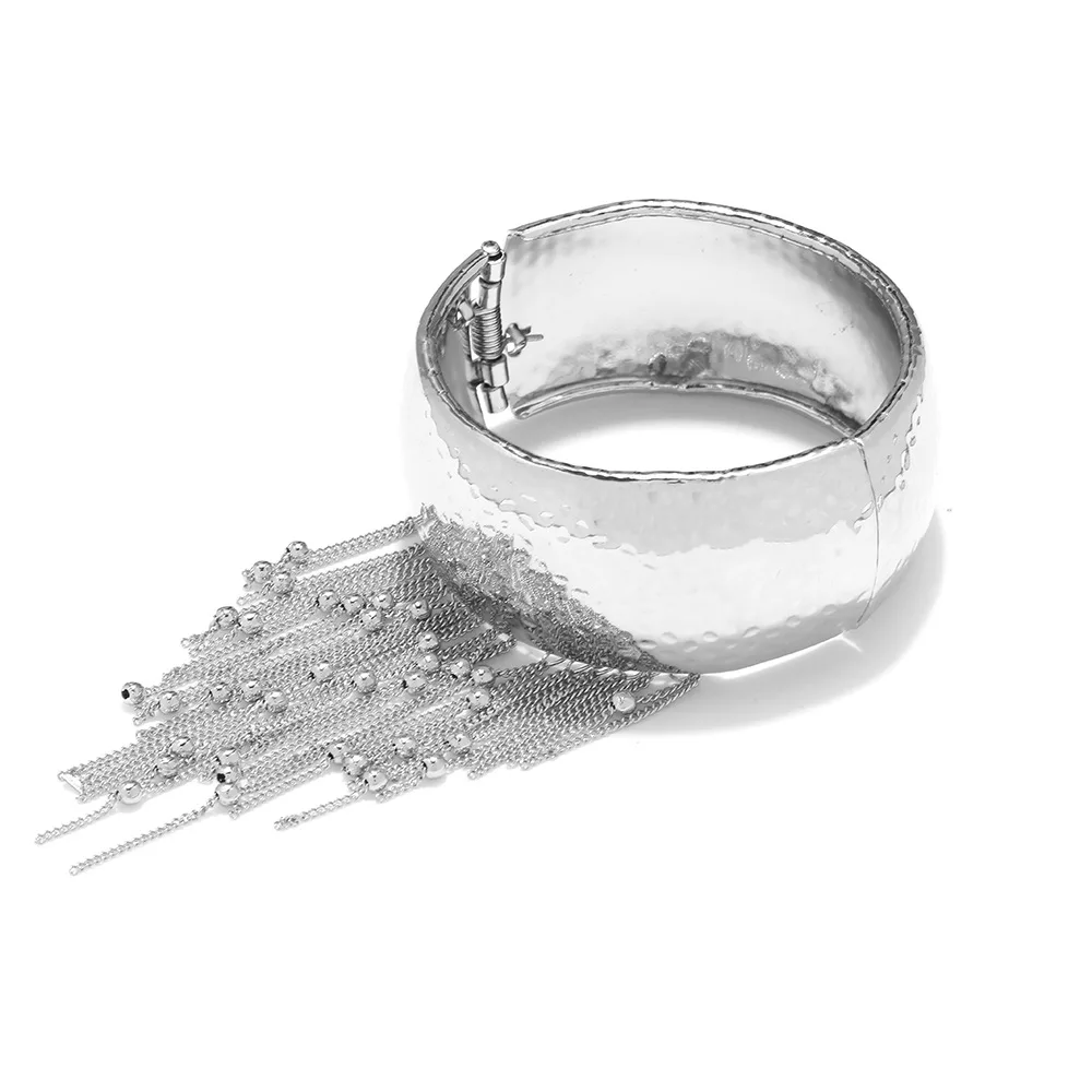 

ZAA Personalized Open Bangles Metal Chains Tassels Charm Bracelets for Women Holiday Party Jewelry Accessories