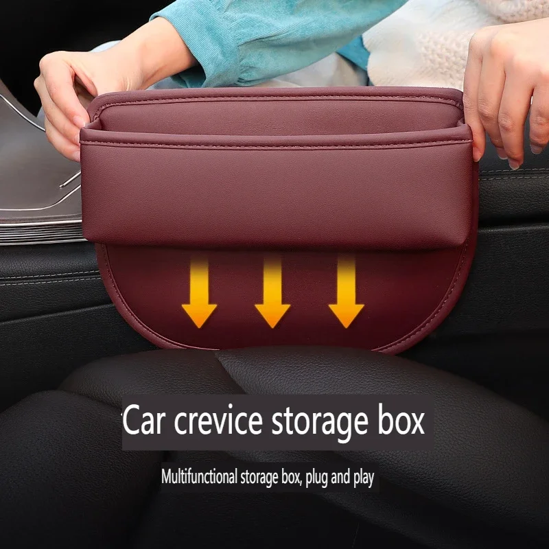 

Car interior accessories seat gap organizer box storage bag leak-proof universal leather auto console side pocket crevice