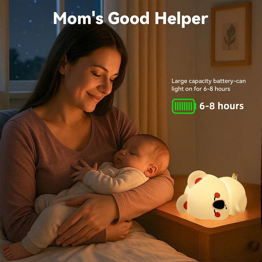 LDE かわいい動物コアラシリコーンナイトライト充電式タッチベッドサイド常夜灯タイミング子供の誕生日ギフト寝室の装飾