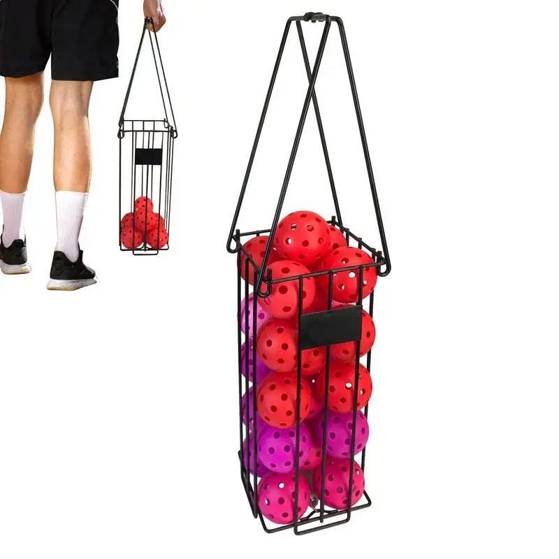 

Tennis Ball Pickup Basket Pickleball Pickup Gatherer Retriever Basket Stainless Steel Easy Carry Handle Ball Storage For Players