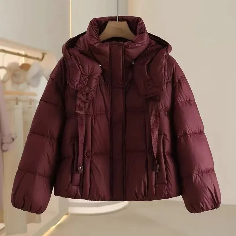 

Short Down Cotton-Padded Jacket Women's Parkas 2025 Winter New Hooded Bread Overwear Warm Cotton Coat Korean Ladies Outwear Tops