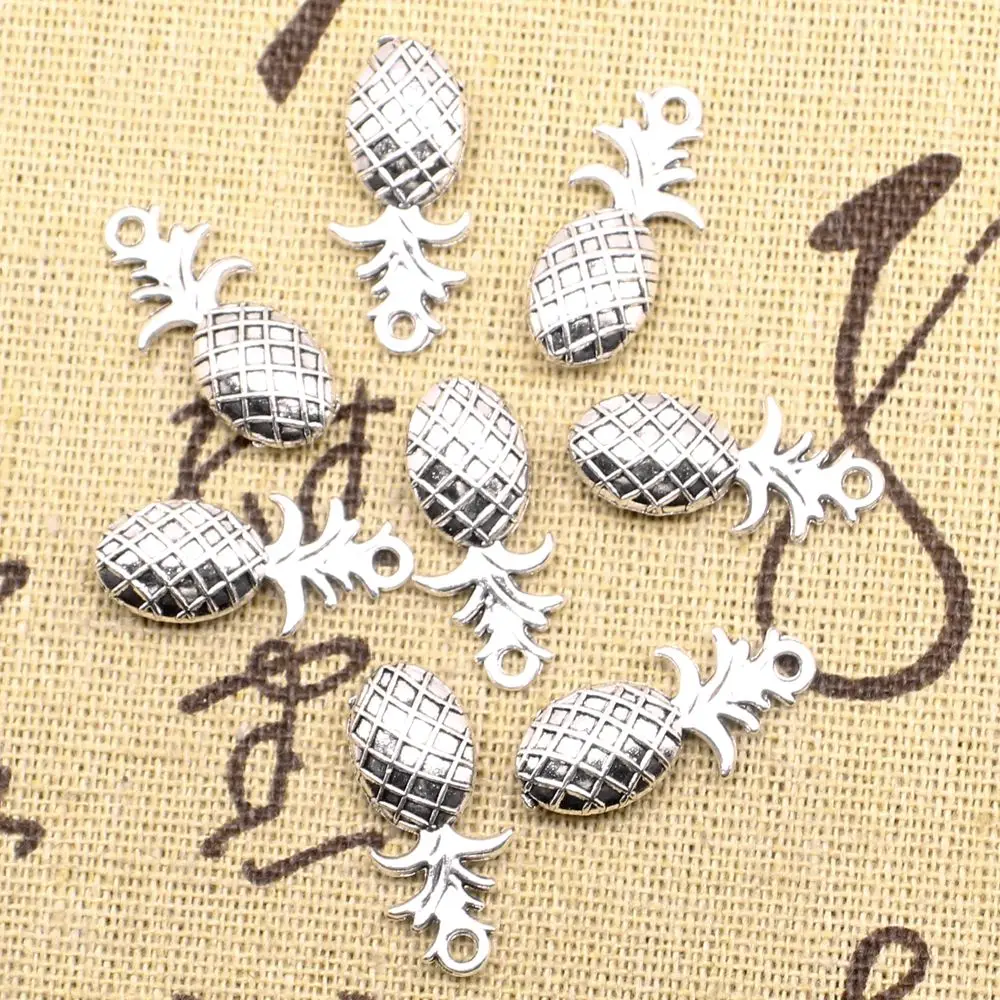 Party Jewelry Art Crafts Diy Charms Pineapple Antique Silver Color Jewellery Making Pendants 23X10mm 5pcs