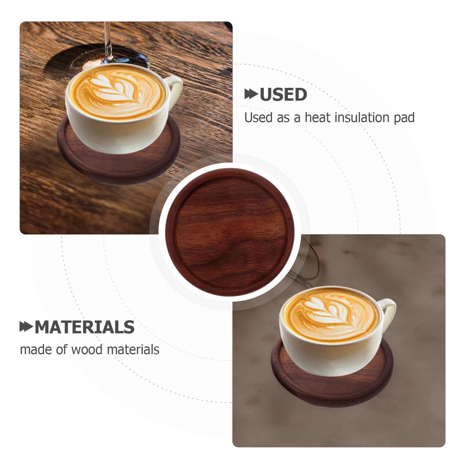 

2Pcs Walnut Wood Coasters Round Heat Insulation Mats for Home Coffee Table Anti Skid Kitchen Drink Protective Pads