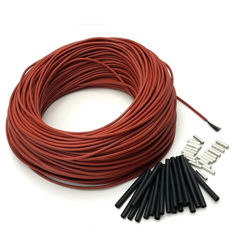 10 To 100 Meters 12K Floor Warm Heating Cable 33 Ohm/M Silicone rubber Jacket Carbon Fiber 220V Carbon Fiber Heating Wires Coil