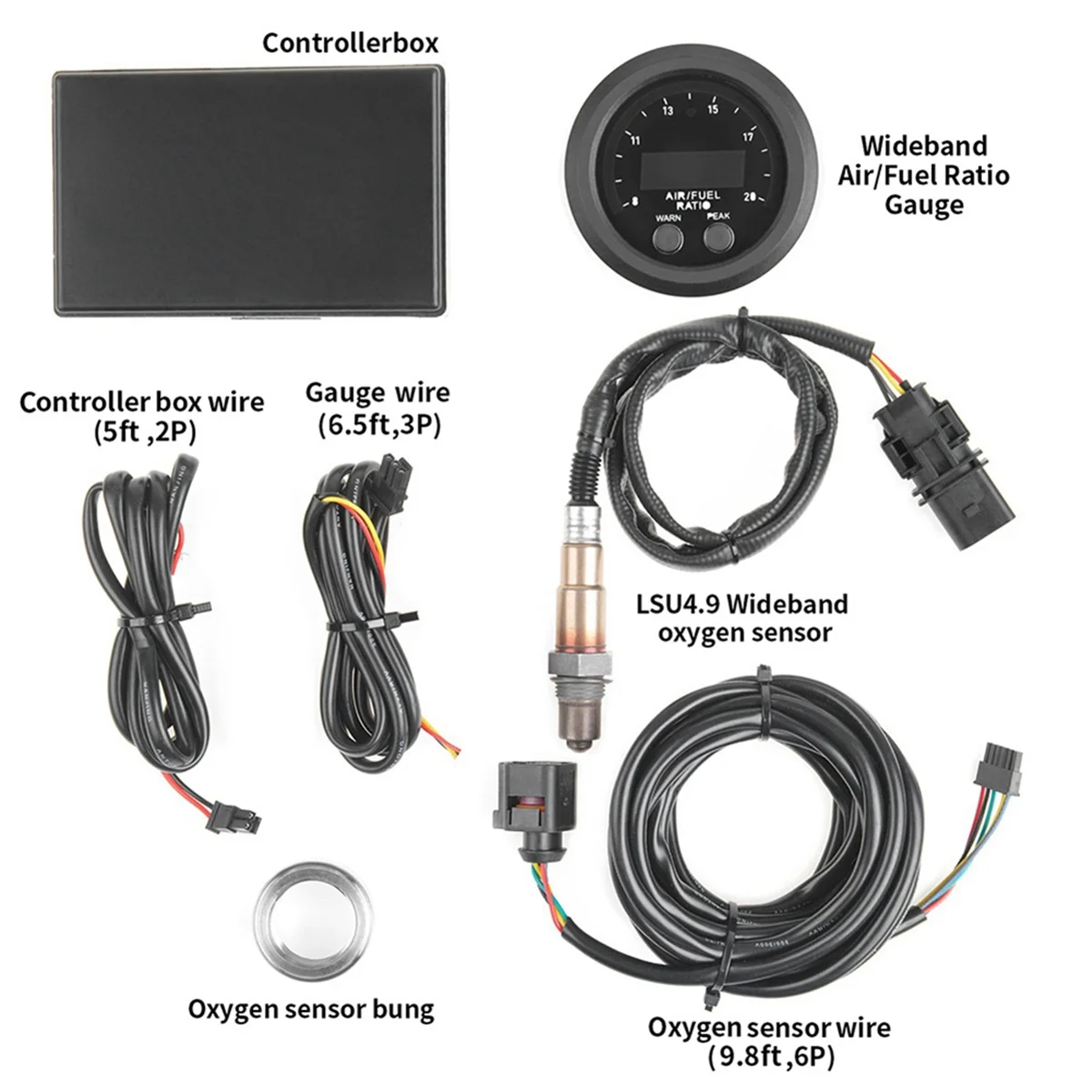 52mm Air Fuel Ratio Gauge LED Digital Display with Wideband O2 Oxygen Sensor 06J906262AA