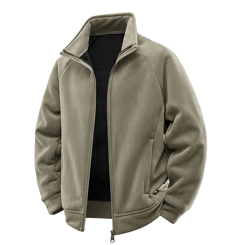 

Зимняя мужская флисовая куртка, мужская термостойкая повседневная куртка с воротником-стойкой на молнии, походная куртка, уличная ветрозащитная утепленная флисовая куртка