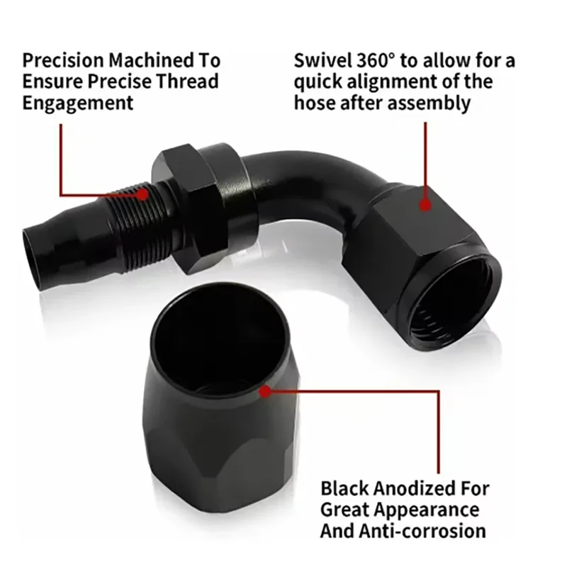 Rotating Hose End Fittings Oil Fuel Adapter Kit 0-180 Degrees AN4 AN6 AN8 AN10 AN12 AN16 AN20 - Pipe Oil Fuel Hose Connector